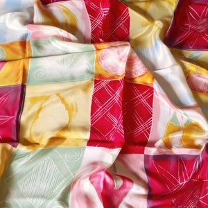 Echo large silk square fruits and coffee. Rare!